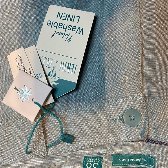 NWT Tenth and Ocean Linen Ocean Blue Flat Front Shorts - Picture 5 of 5